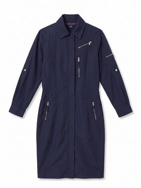 Ralph Lauren Black Label Women’s 2 Navy Blue 100% Silk Shirt Dress